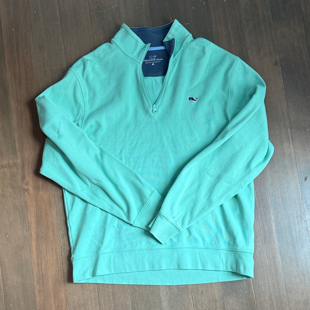 Vineyard Vines Men's Aqua Zip-Up Sweater